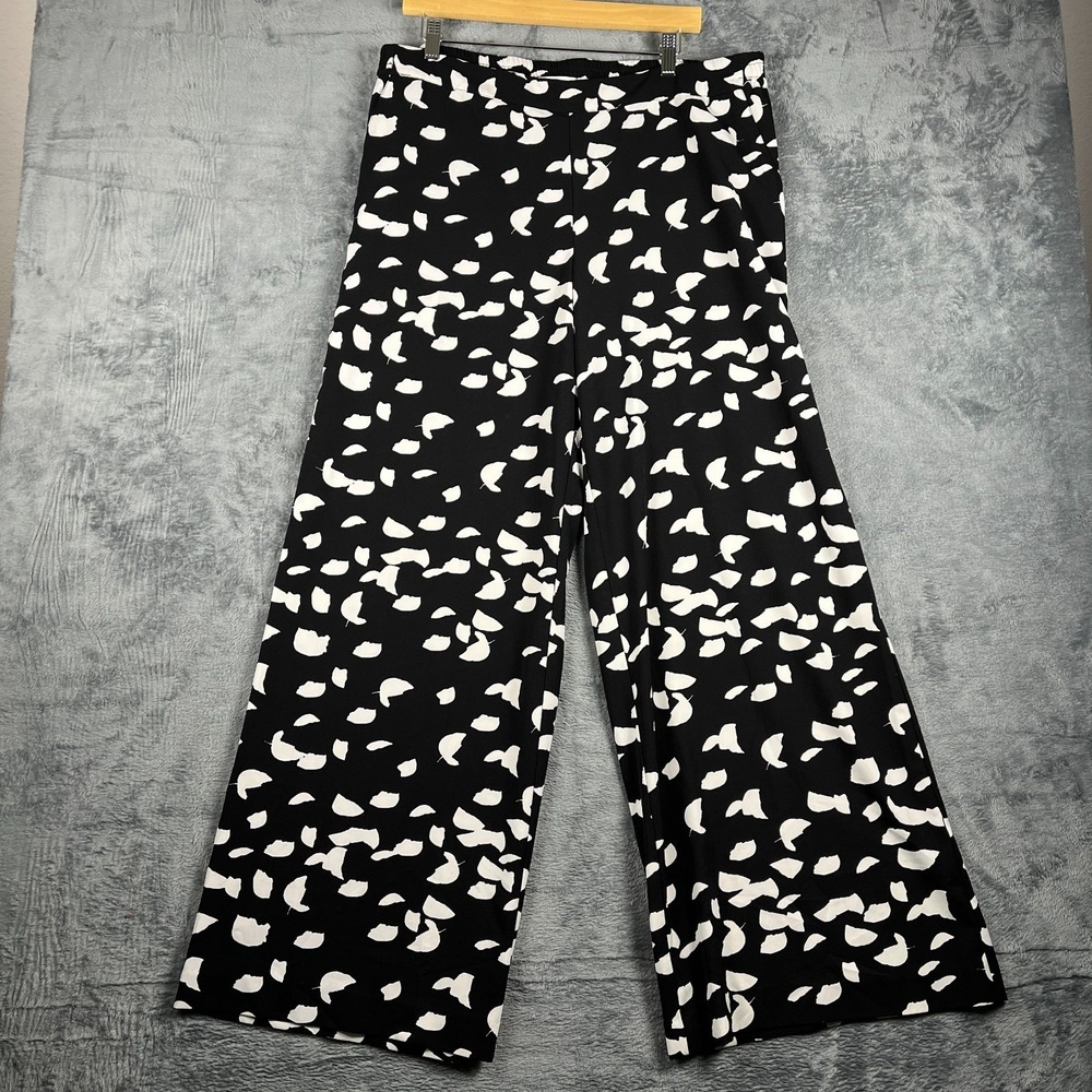 New York & Company Pants Womens XL Black White Abstract Stretch Straight Leg